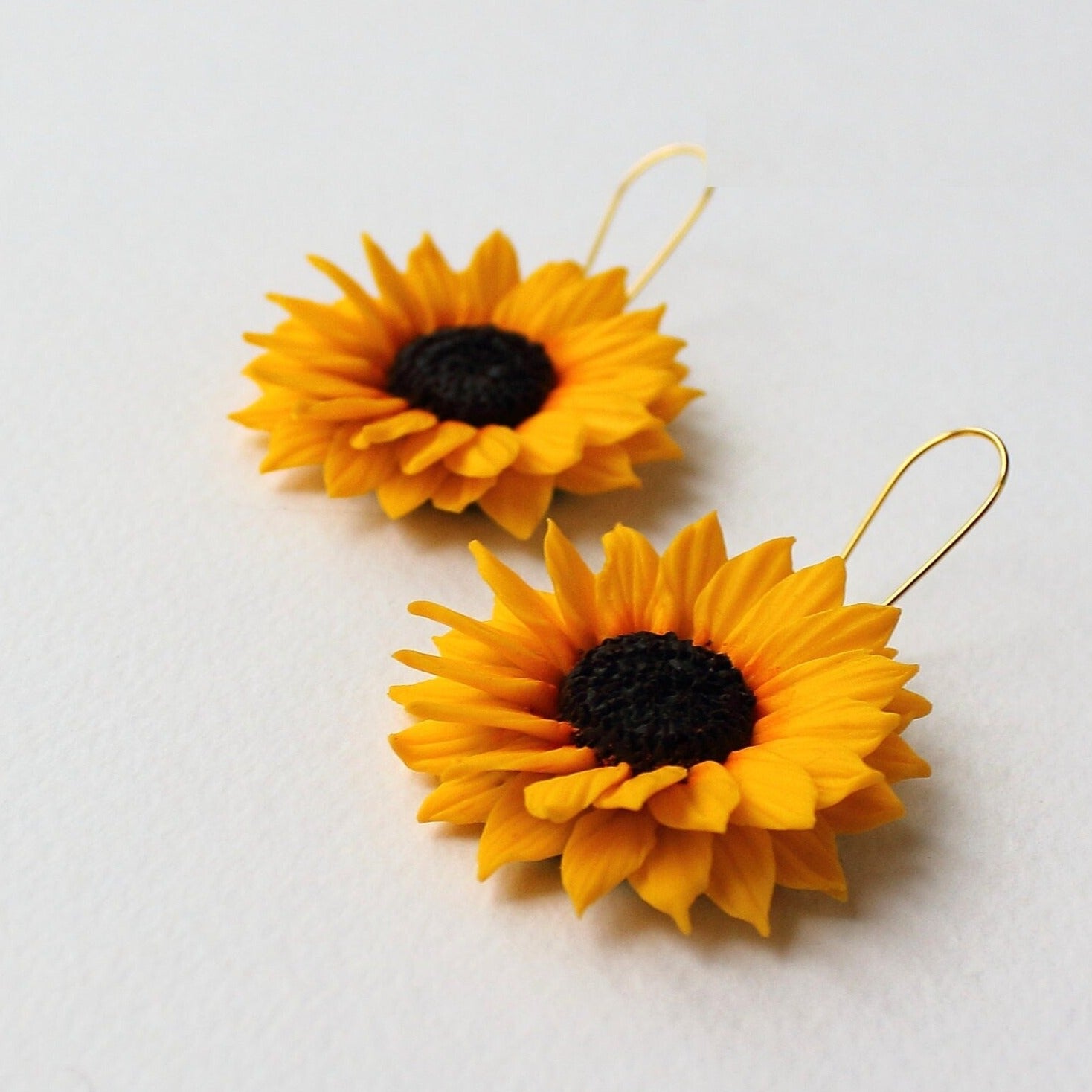 Petals of Love: Sunflower Earrings Polymer Clay.