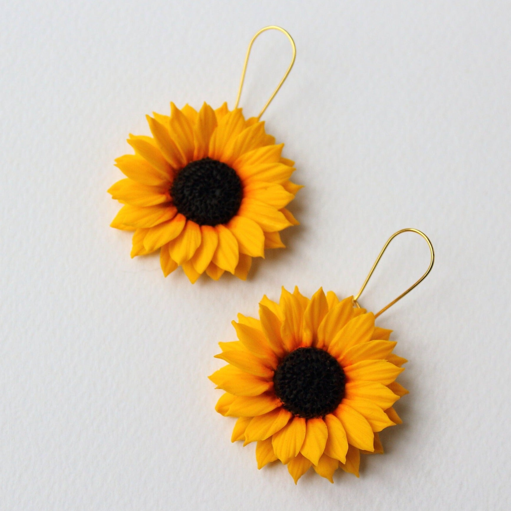 Petals of Love: Sunflower Earrings Polymer Clay.