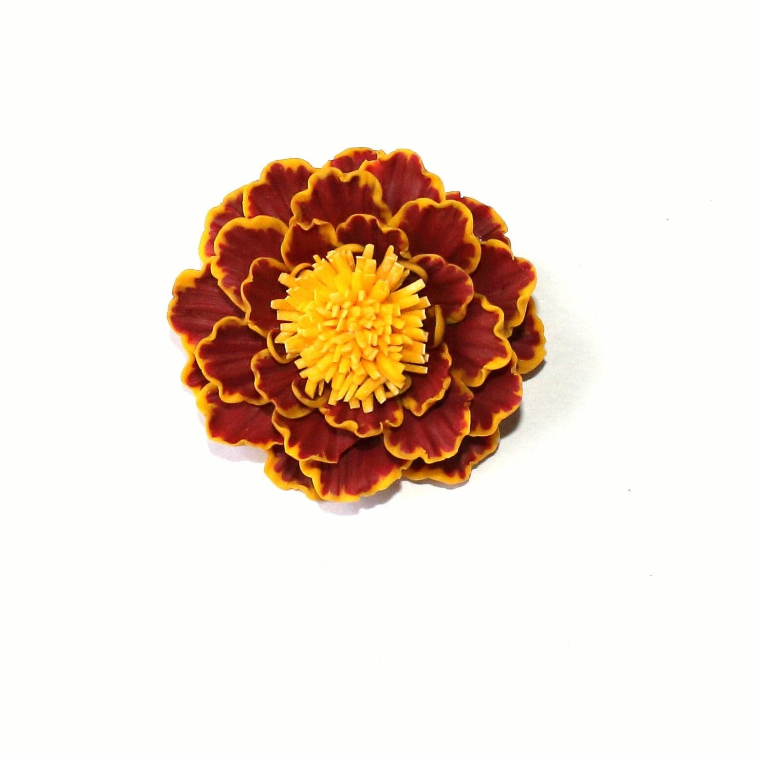 Autumnal Amulet: Marigold Brooch Polymer Clay