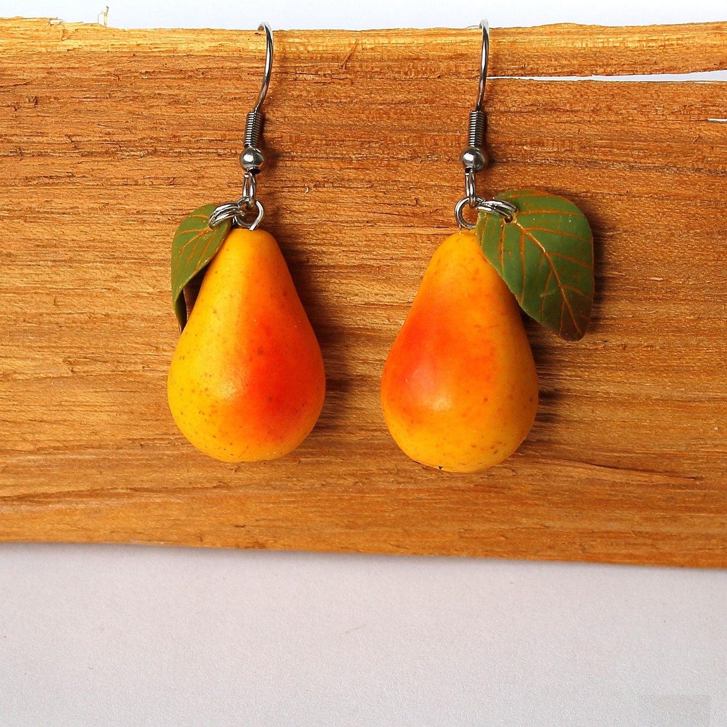 Autumnal Symphony: Pear Earrings Polymer Clay.