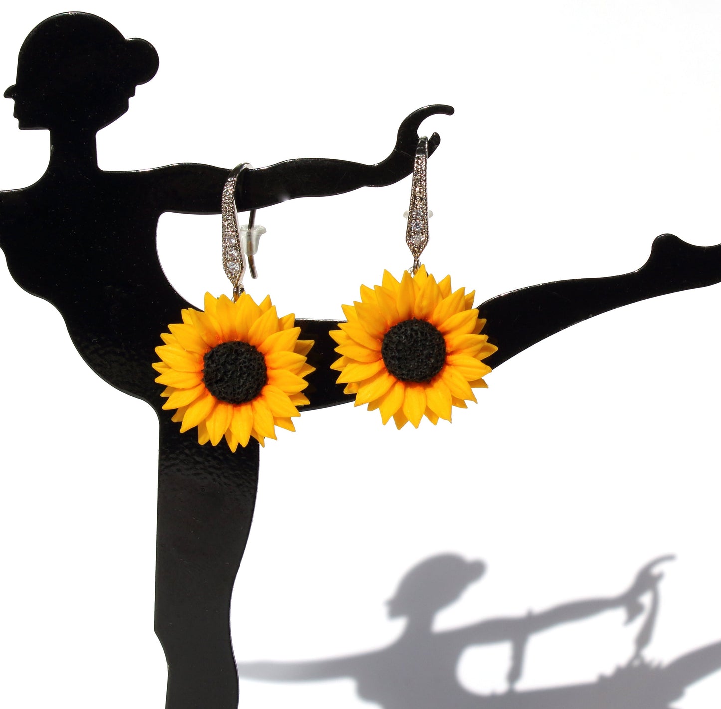 Sunshine Smile: Sunflower Earrings Polymer Clay.