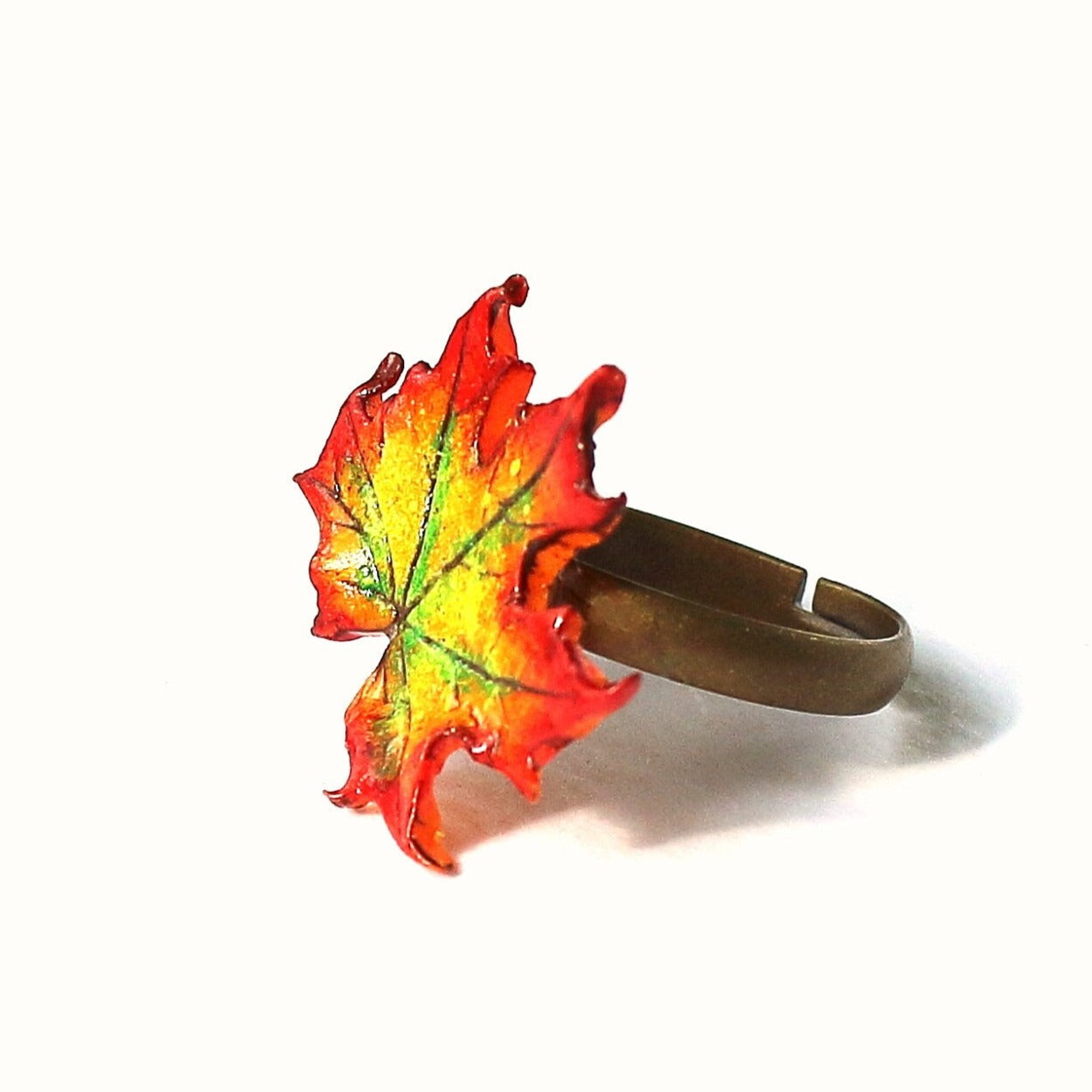 Autumn Blaze: Maple Leaf Ring Polymer Clay.