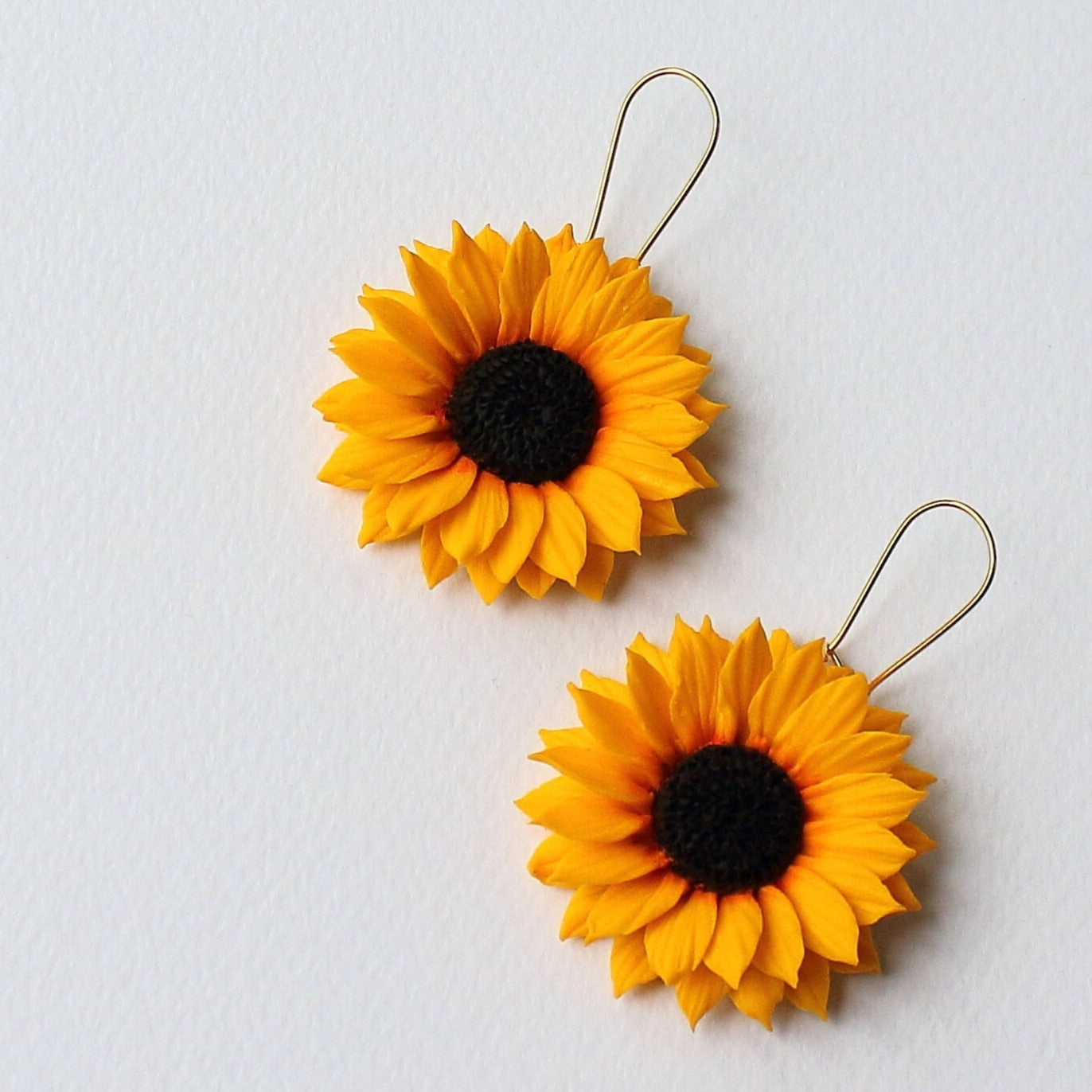 Petals of Love: Sunflower Earrings Polymer Clay.