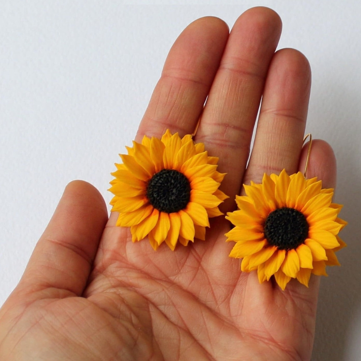 Petals of Love: Sunflower Earrings Polymer Clay.