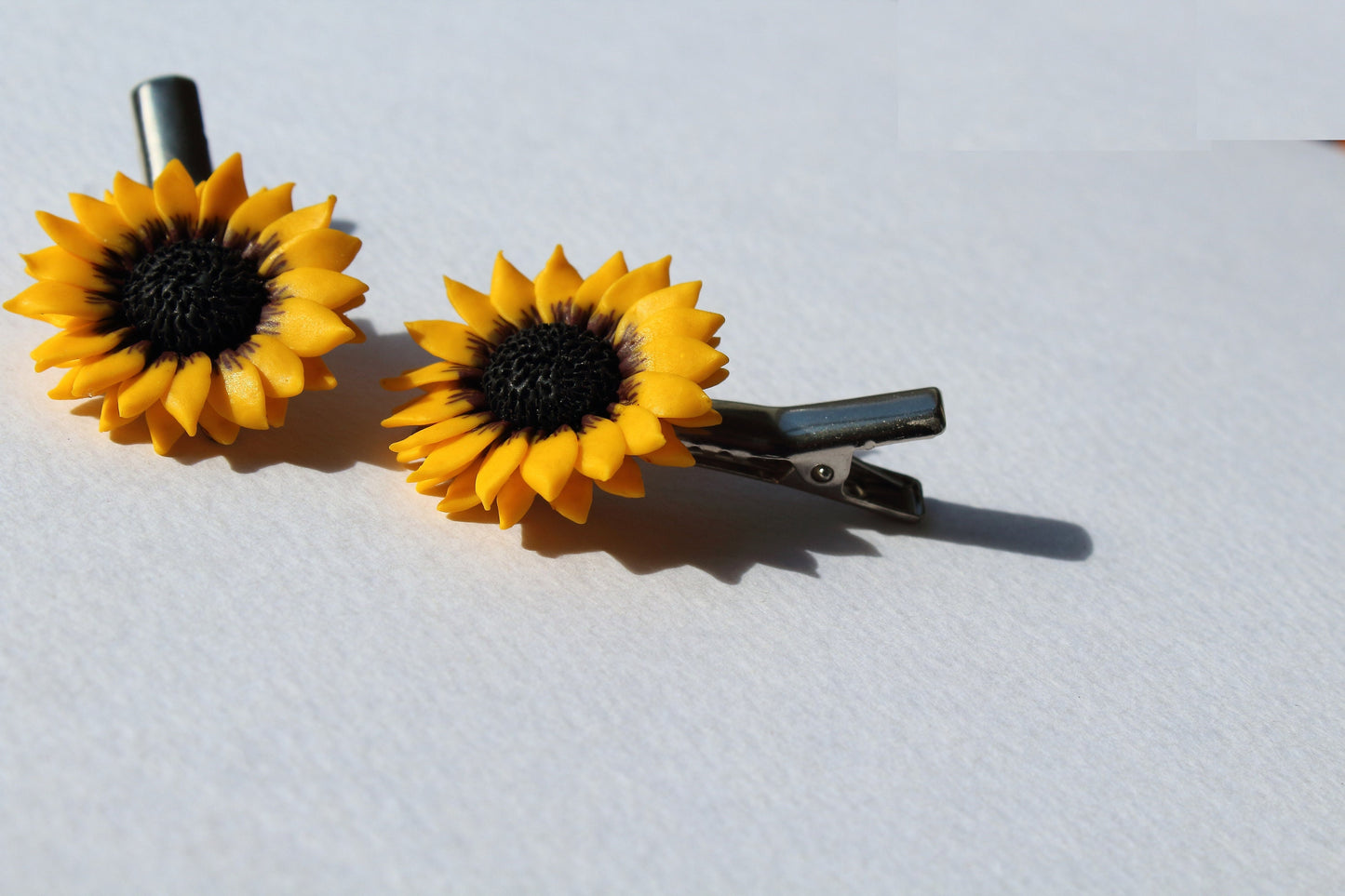 Sunshine in Your Hair: Sunflower Barrette Poymer Clay.