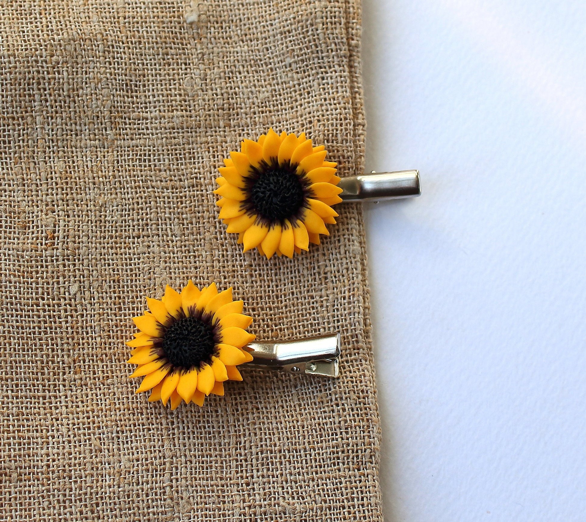 Sunshine in Your Hair: Sunflower Barrette Poymer Clay.