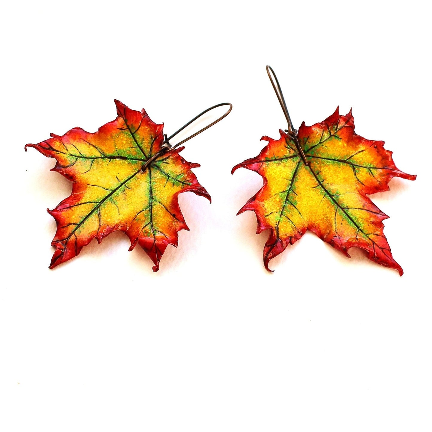 Fall Palette: Maple Leaf Earrings Polymer Clay.