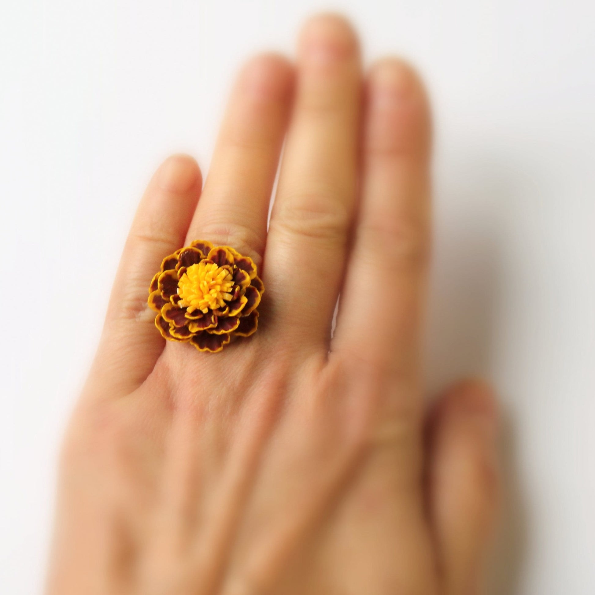 Fiery Beauty: Marigold Ring Polymer Clay.