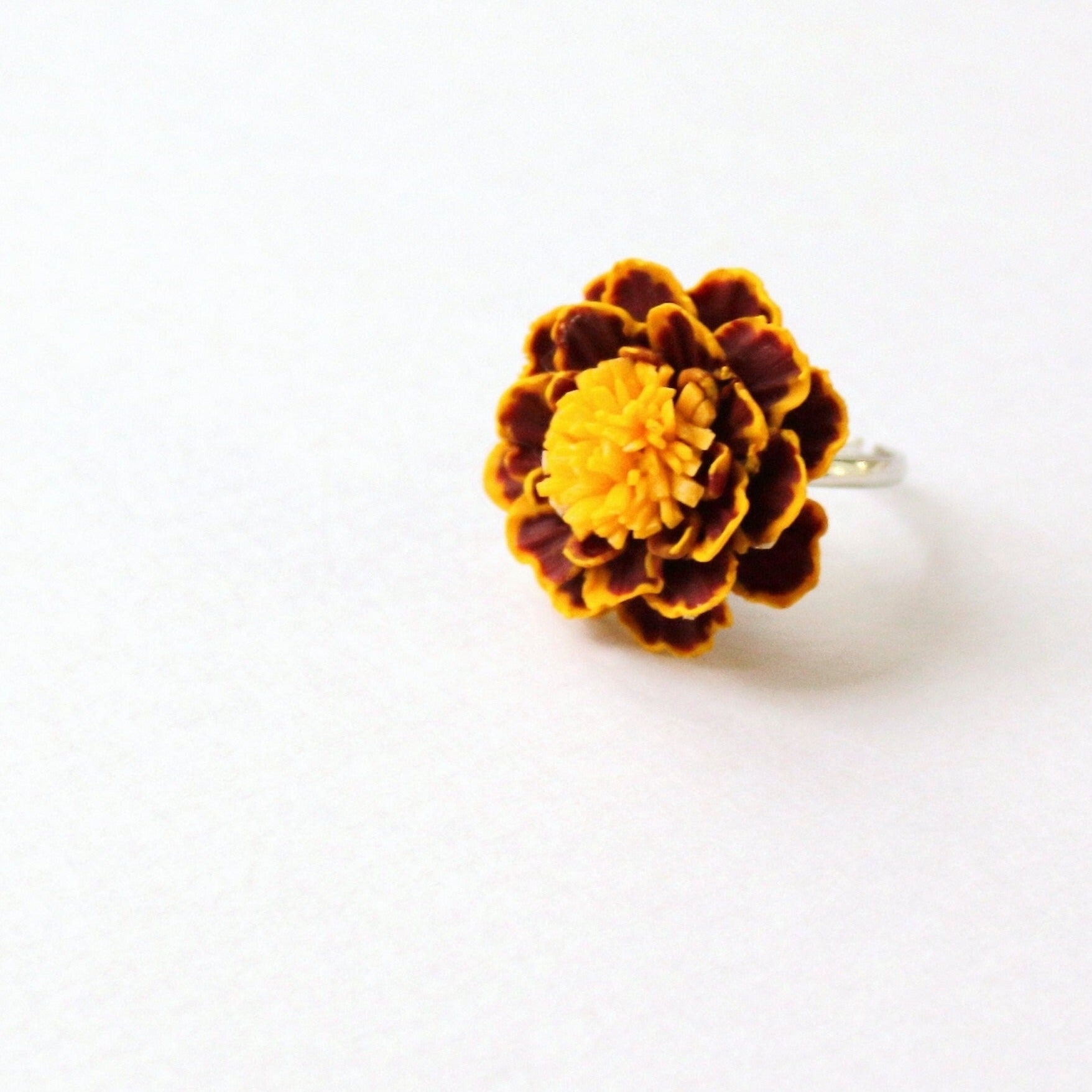 Fiery Beauty: Marigold Ring Polymer Clay.