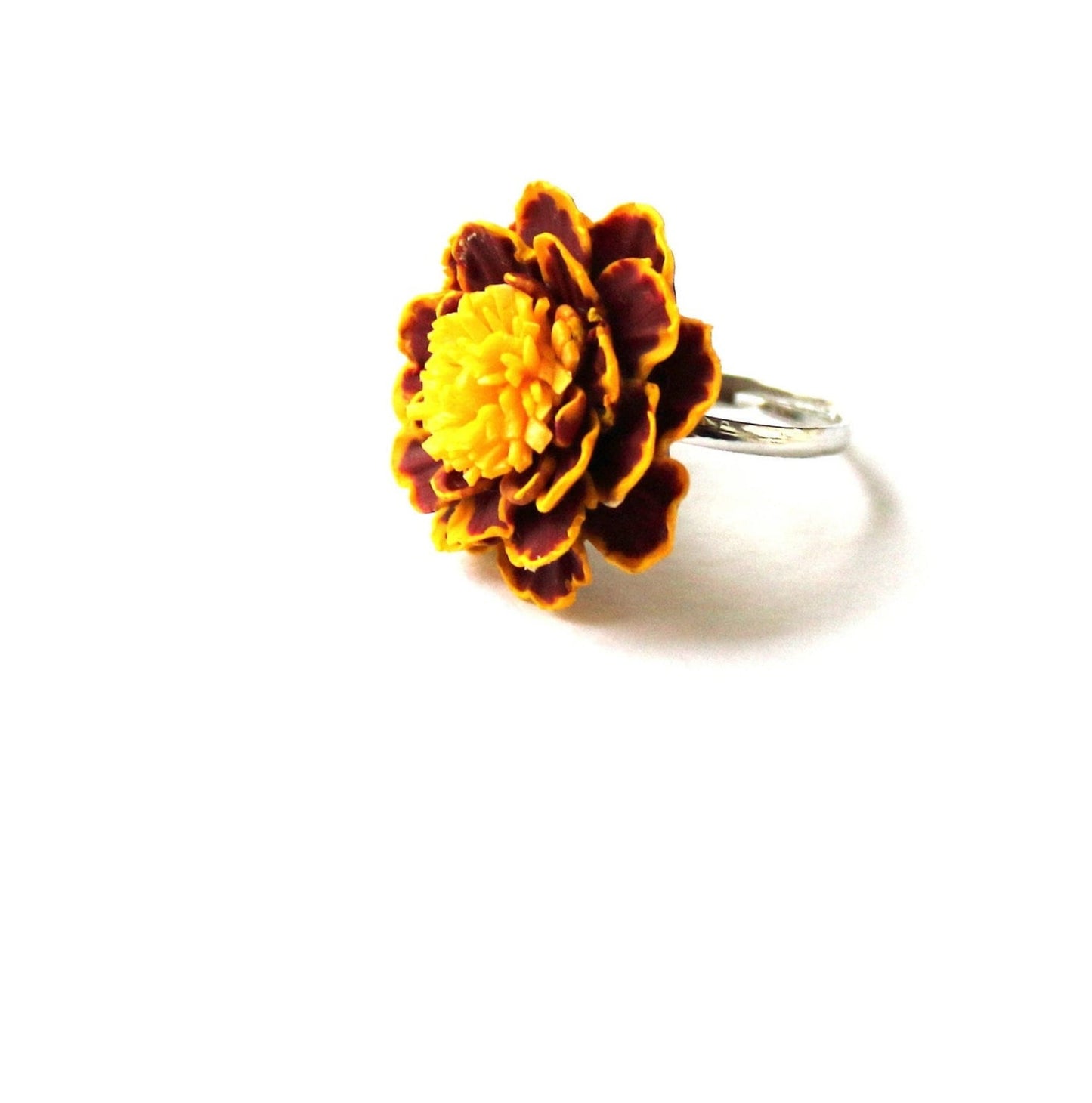 Fiery Beauty: Marigold Ring Polymer Clay.