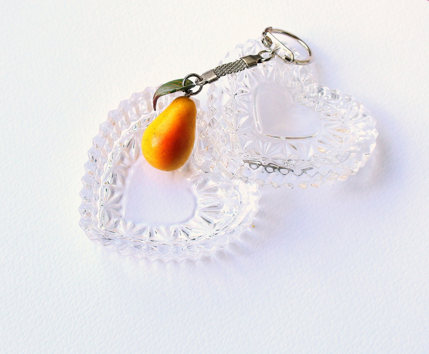 Elegant  Accessory:  Pear Keychain Polymer Clay