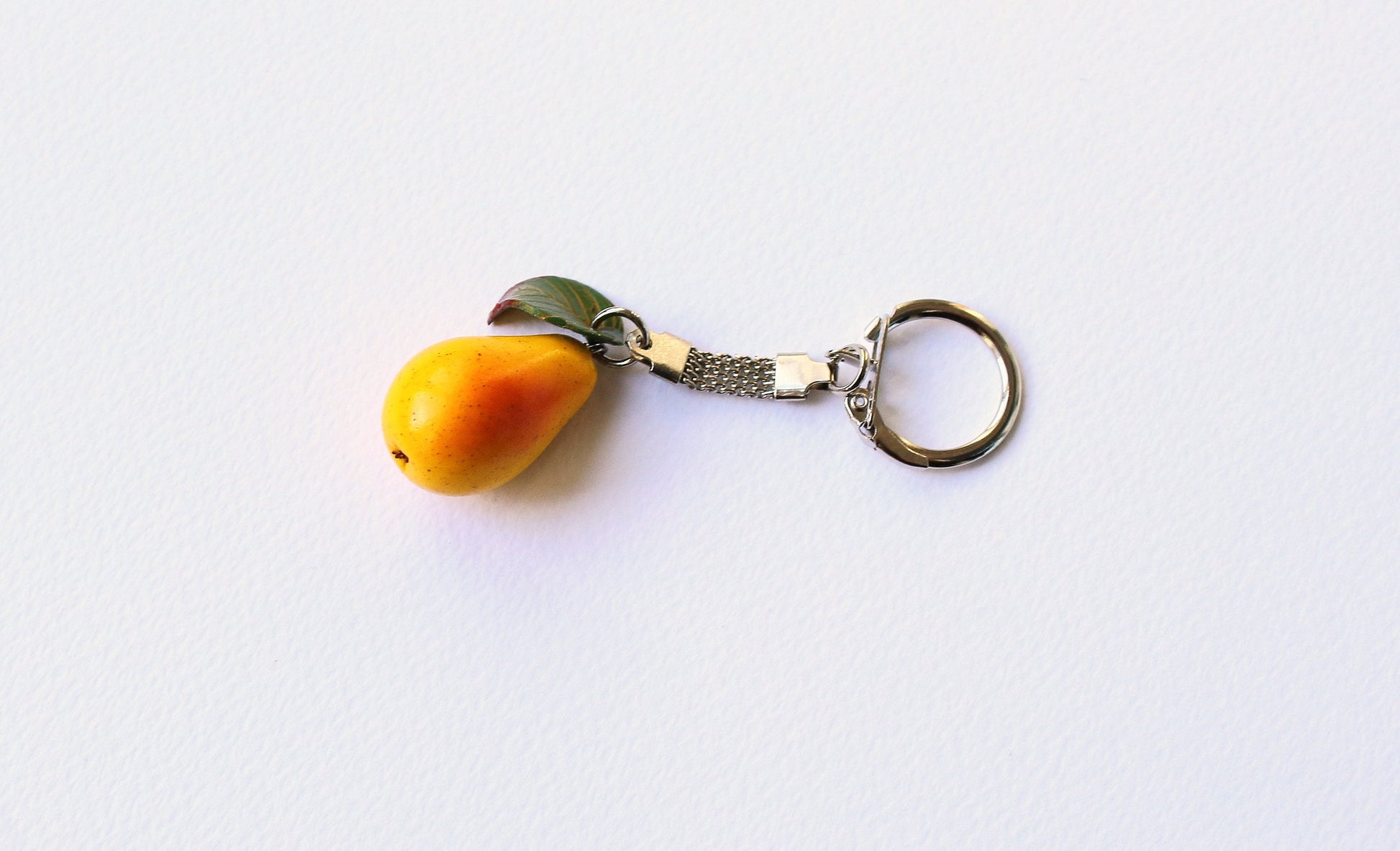 Elegant  Accessory:  Pear Keychain Polymer Clay