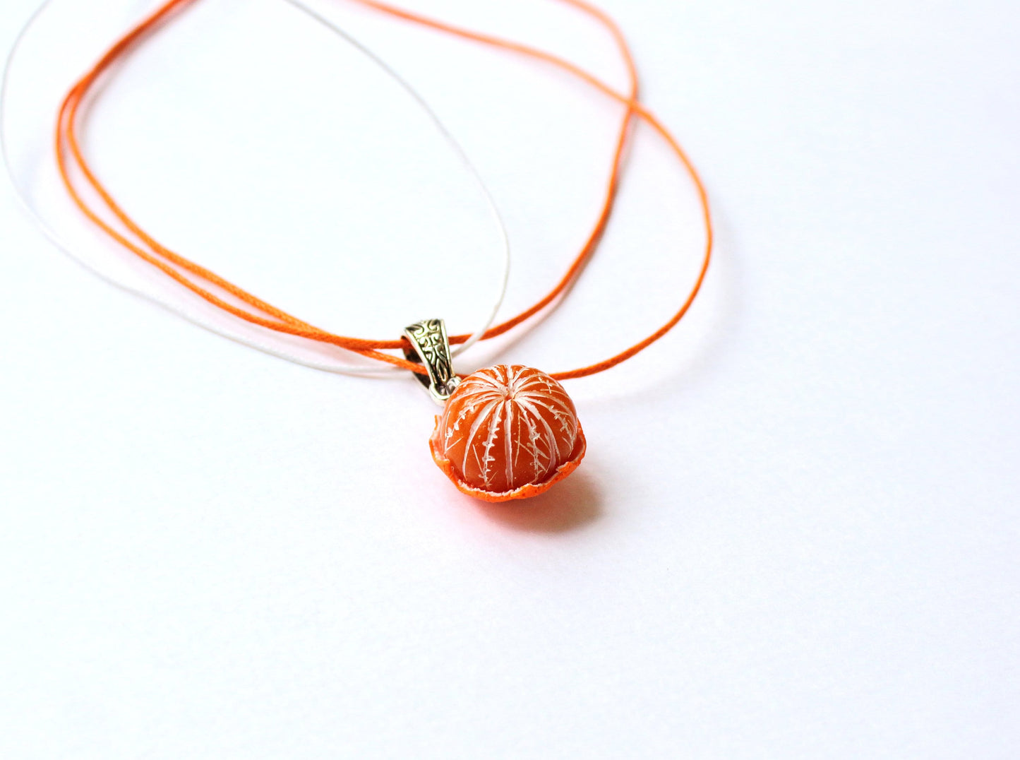 Juicy Delight:  Mandarin Polymer Clay Necklace