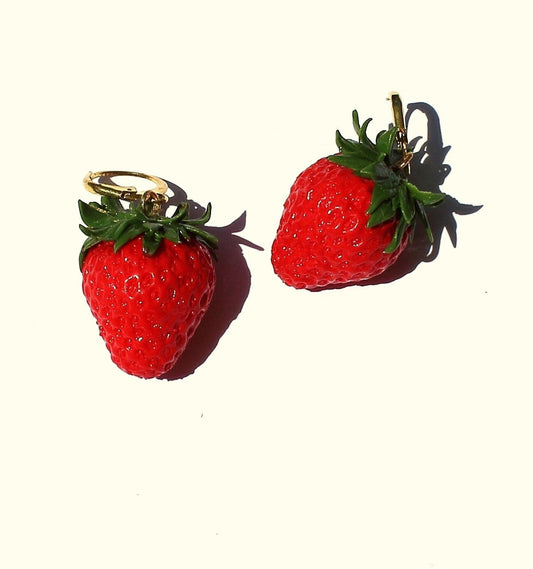 Berry Enchantment: Strawberry Earrings Polymer Clay.