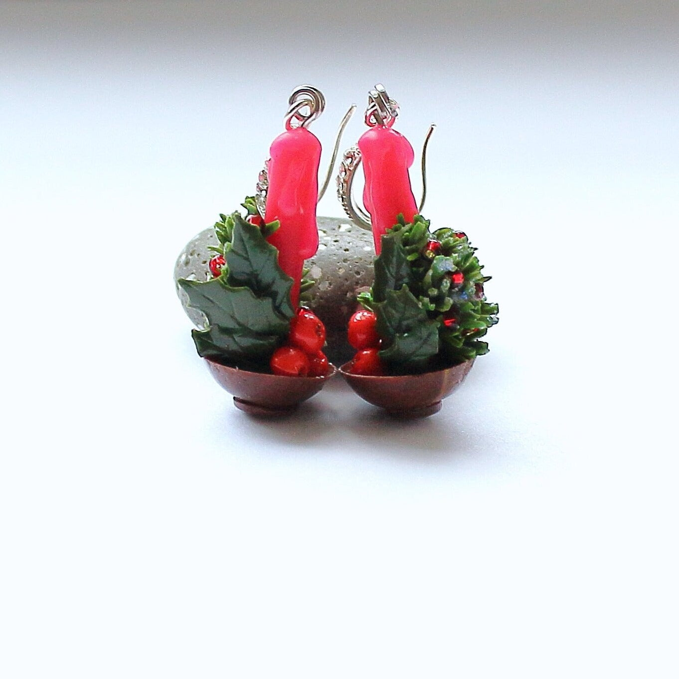 Festive Glow: Christmas Earrings Polymer Clay.