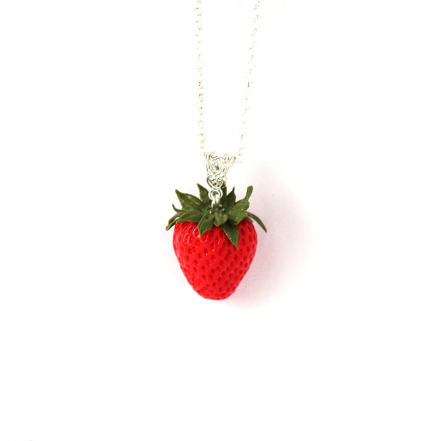 Forever Fresh: Realistic Strawberry Pendant  Polymer Clay