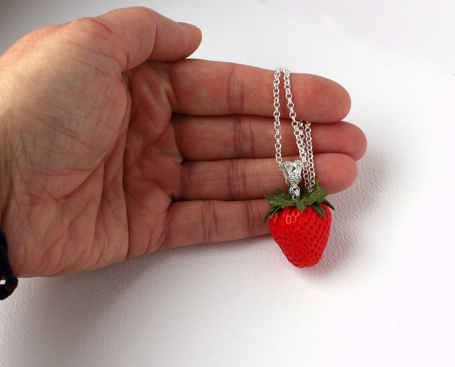 Forever Fresh: Realistic Strawberry Pendant  Polymer Clay