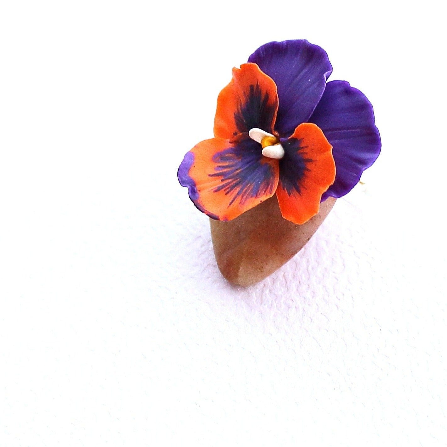 Floral Whimsy: Pansy Ring Polymer Clay.