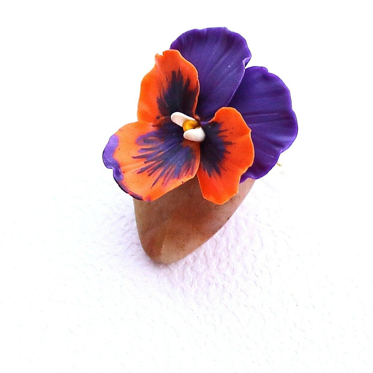 Floral Whimsy: Pansy Ring Polymer Clay.