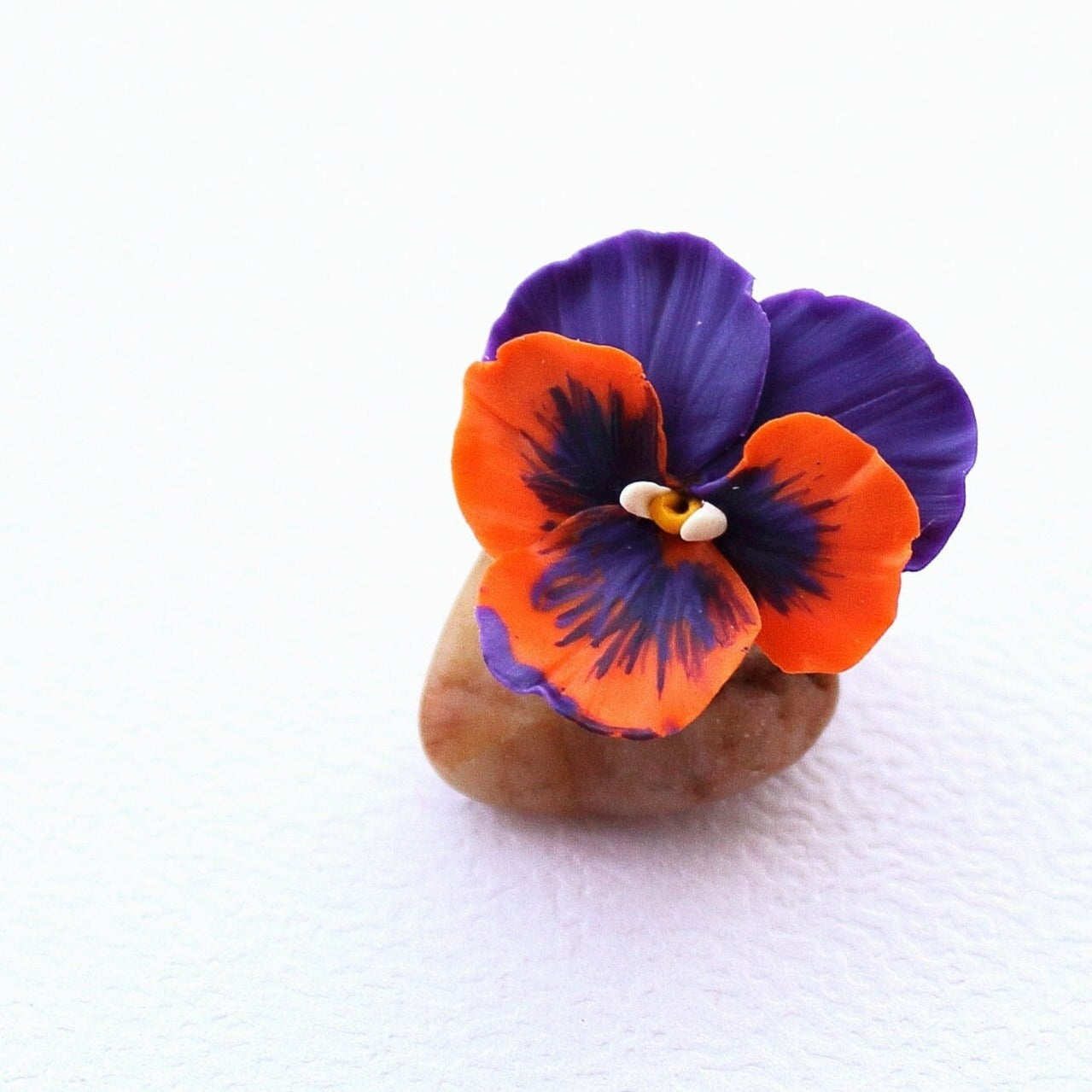 Floral Whimsy: Pansy Ring Polymer Clay.