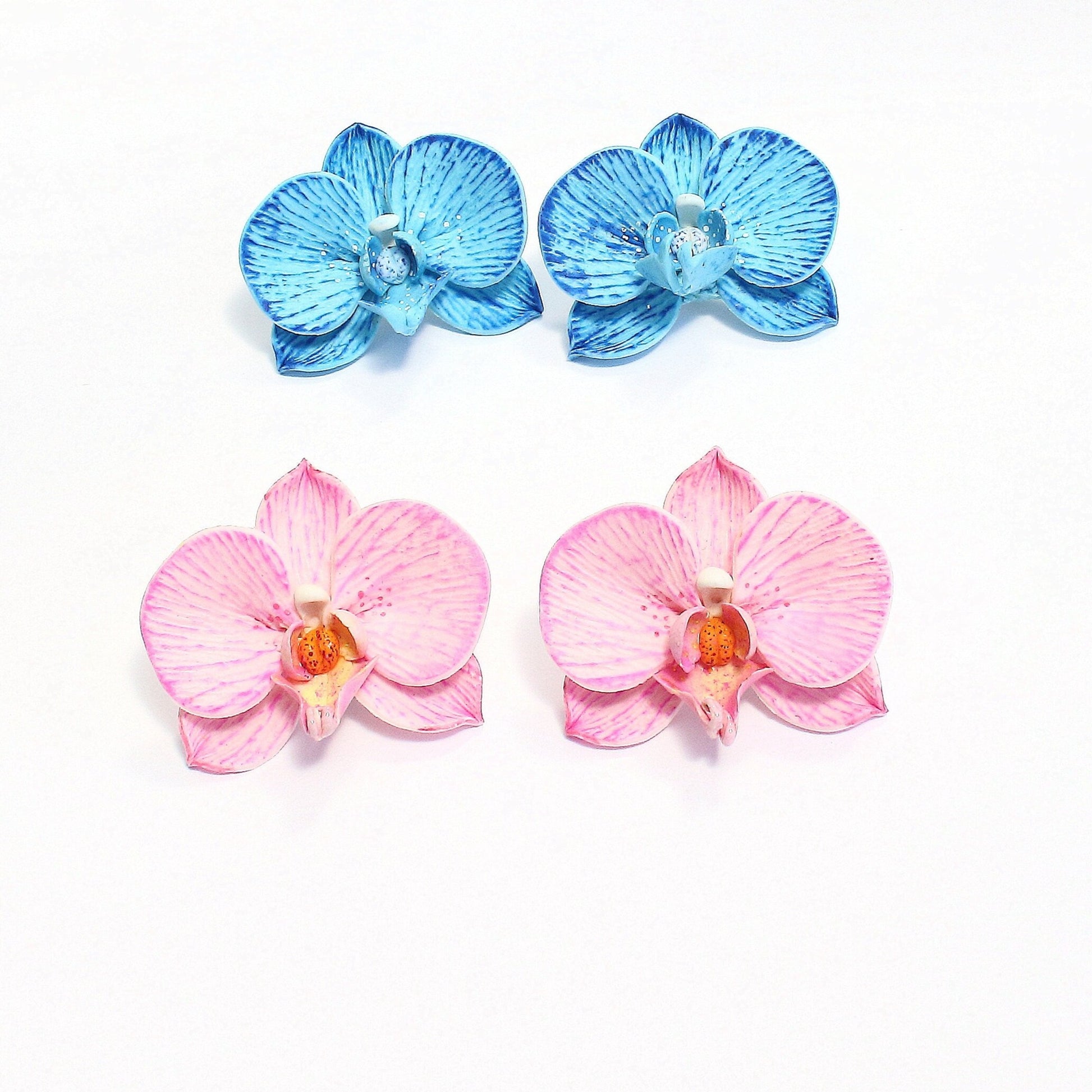 Flowering Grace: Orchid Earrings Polymer Clay.