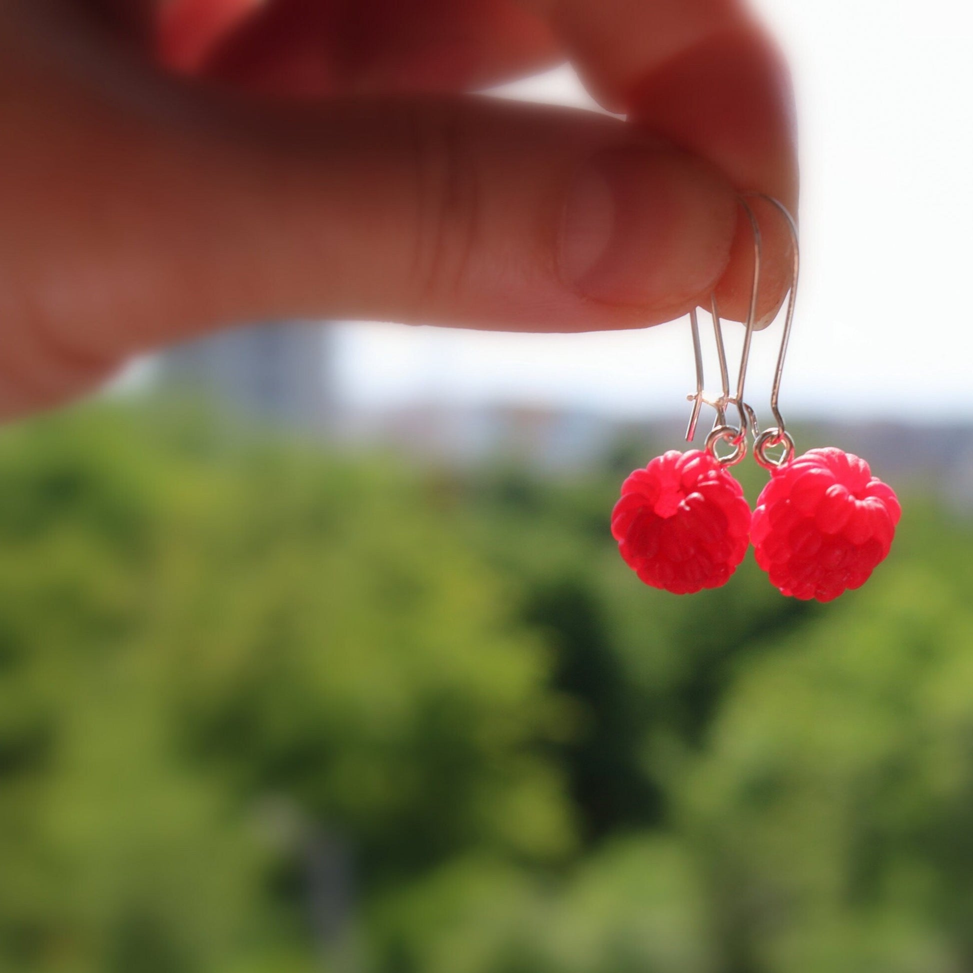 Berry Cuties: Raspberry Earrings Polymer Clay.