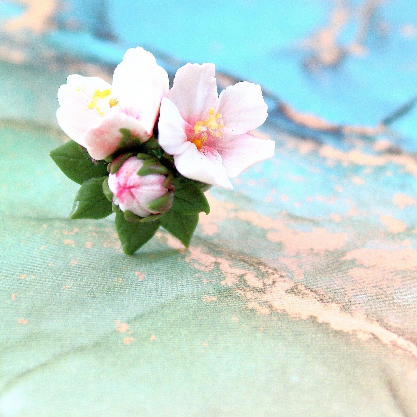 Fragrant Spring: Almond Blossom Ring Polymer Clay.