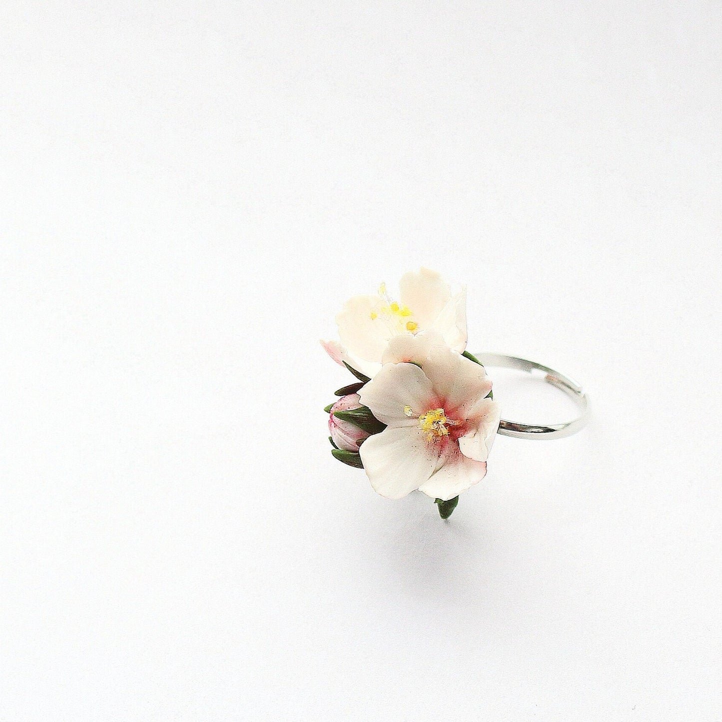 Fragrant Spring: Almond Blossom Ring Polymer Clay.