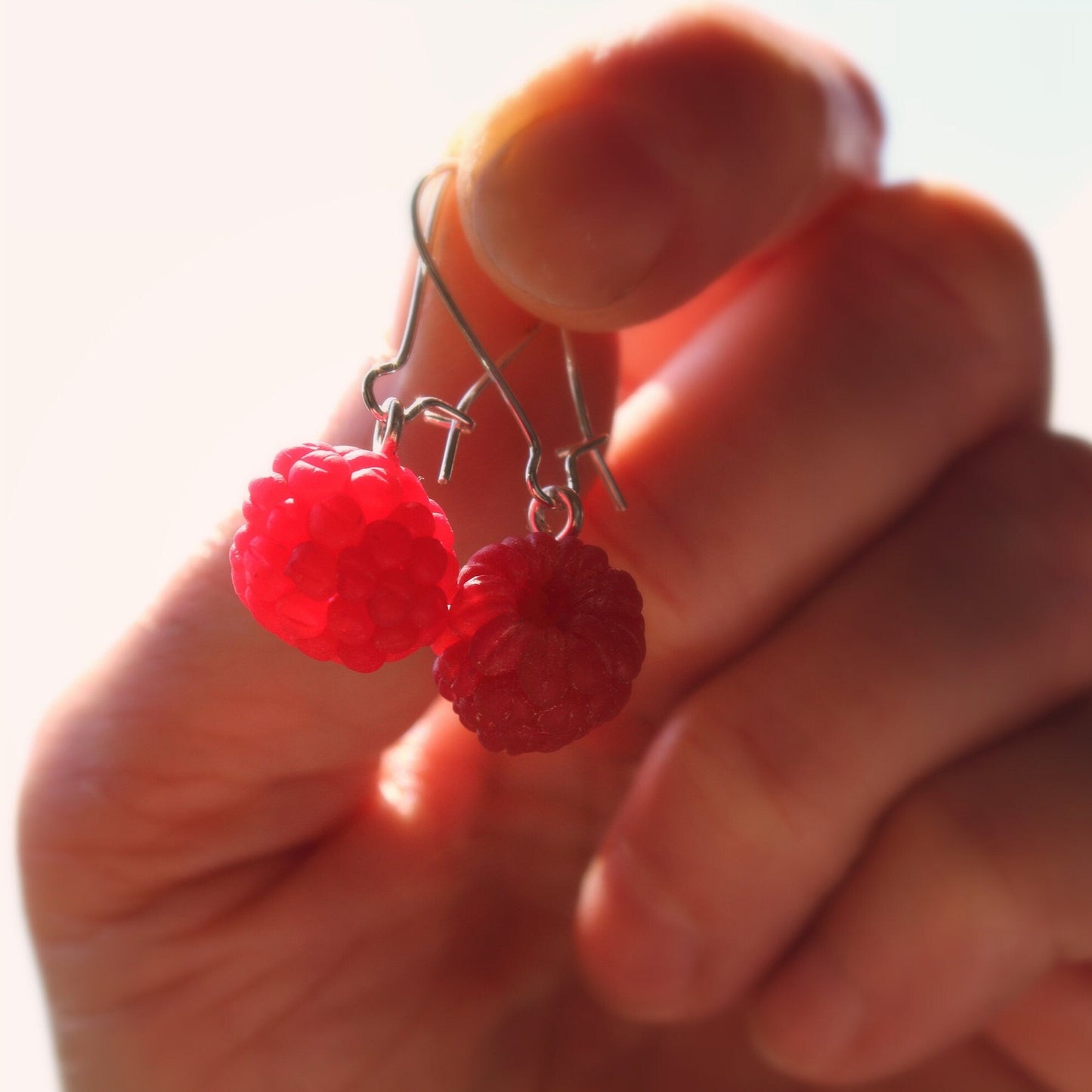 Berry Cuties: Raspberry Earrings Polymer Clay.