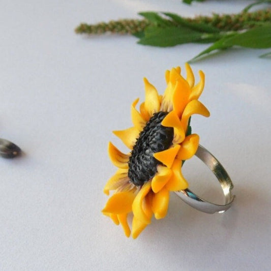 Blooming Love: Sunflower Rng Polymer Clay