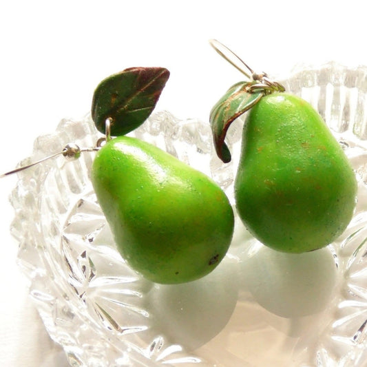 Fruity Fun: Pear Earrings Polymer Clay.