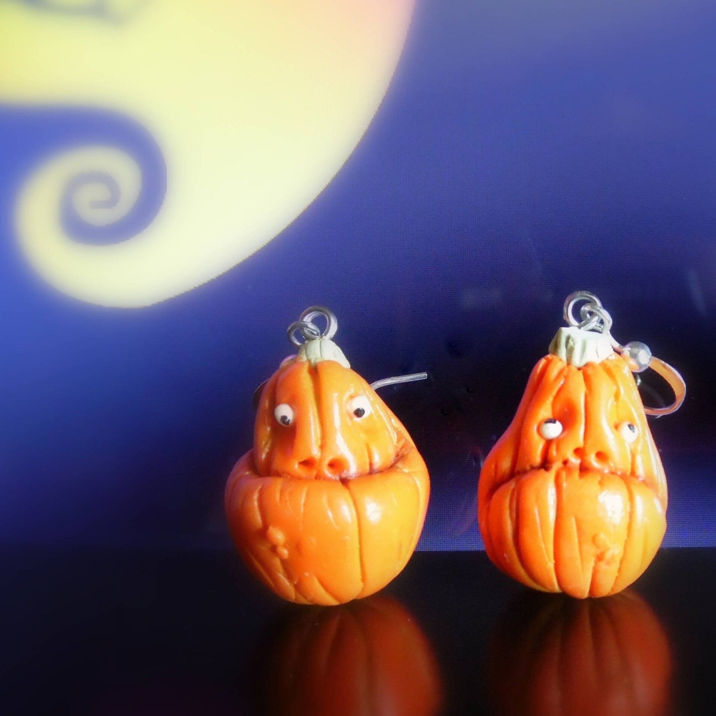 Monster Smile: Halloween Pumpkin Earrings Polymer Clay.