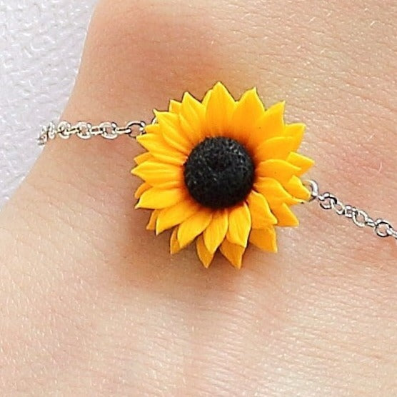 Happiness in every petal: Sunflower Bracelet Polymer Clay.