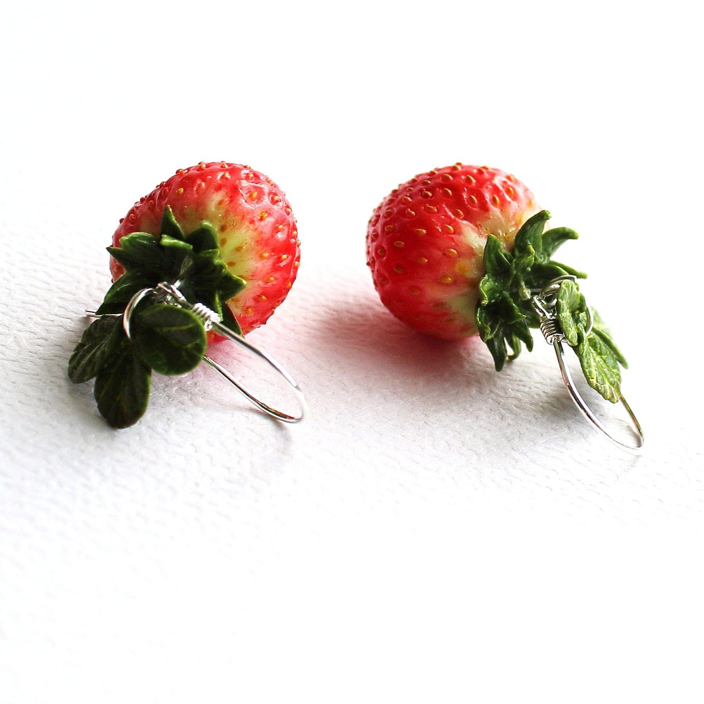 Berry Blush: Strawberry Earrings Polymer Clay.