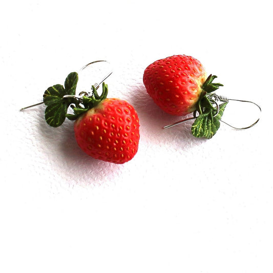 Berry Blush: Strawberry Earrings Polymer Clay.