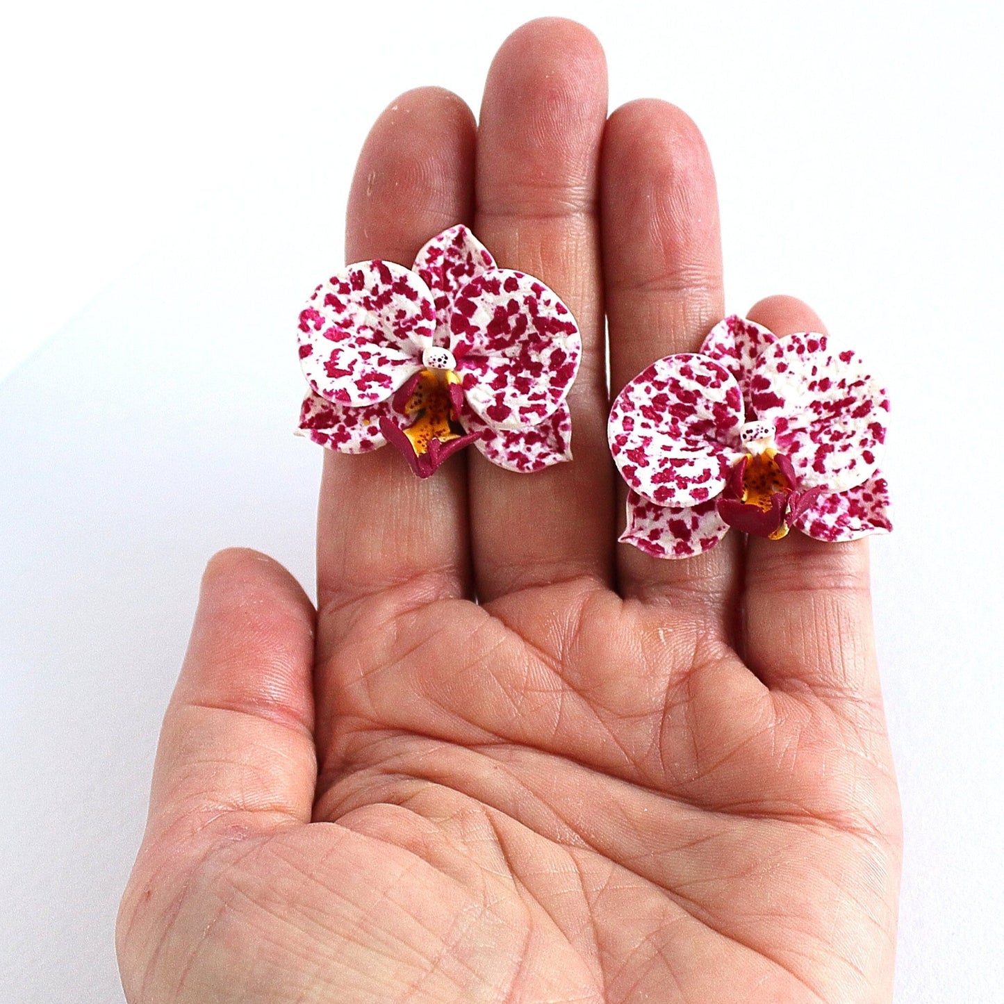 Passion Flower: Orchid Earrings Polymer Clay.