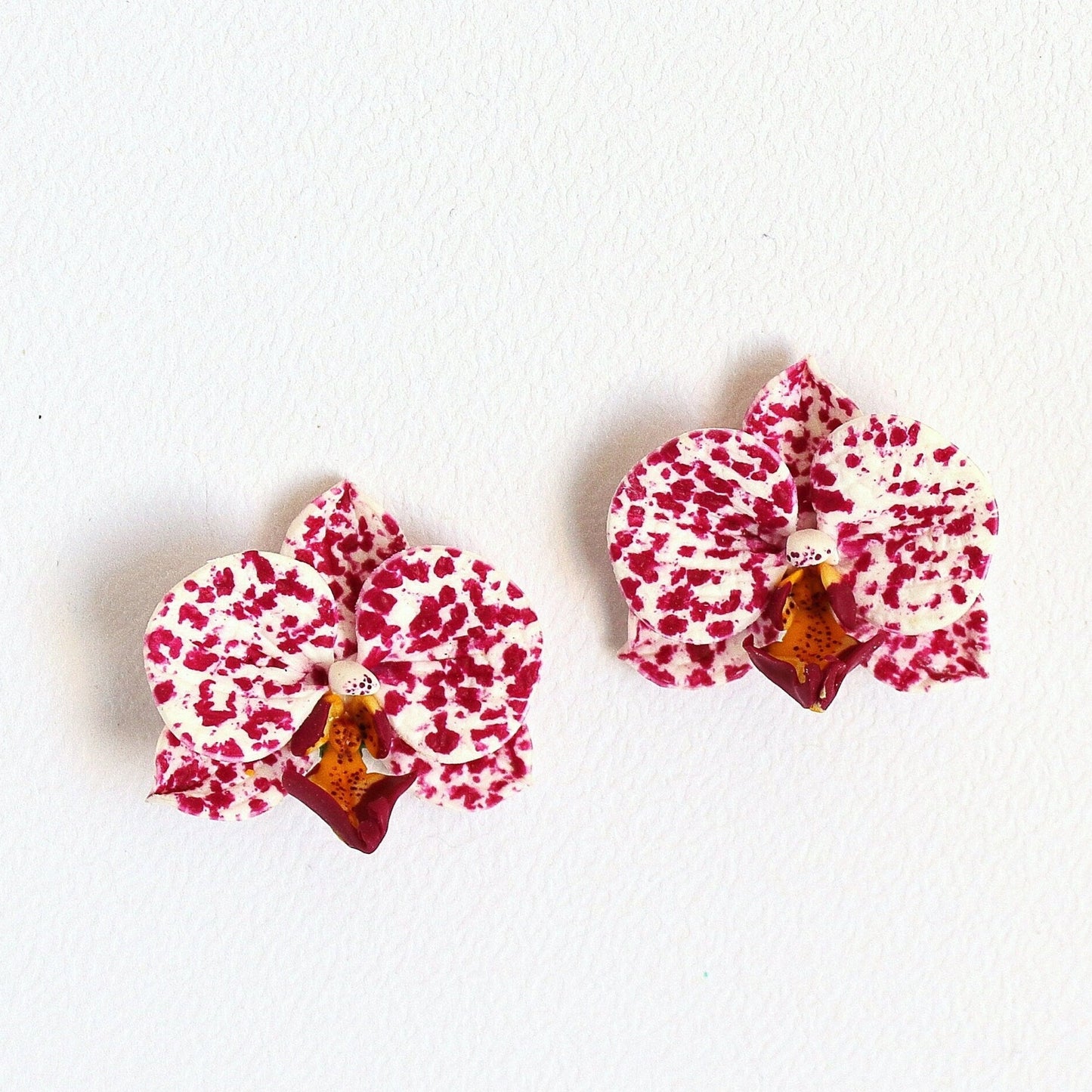 Passion Flower: Orchid Earrings Polymer Clay.