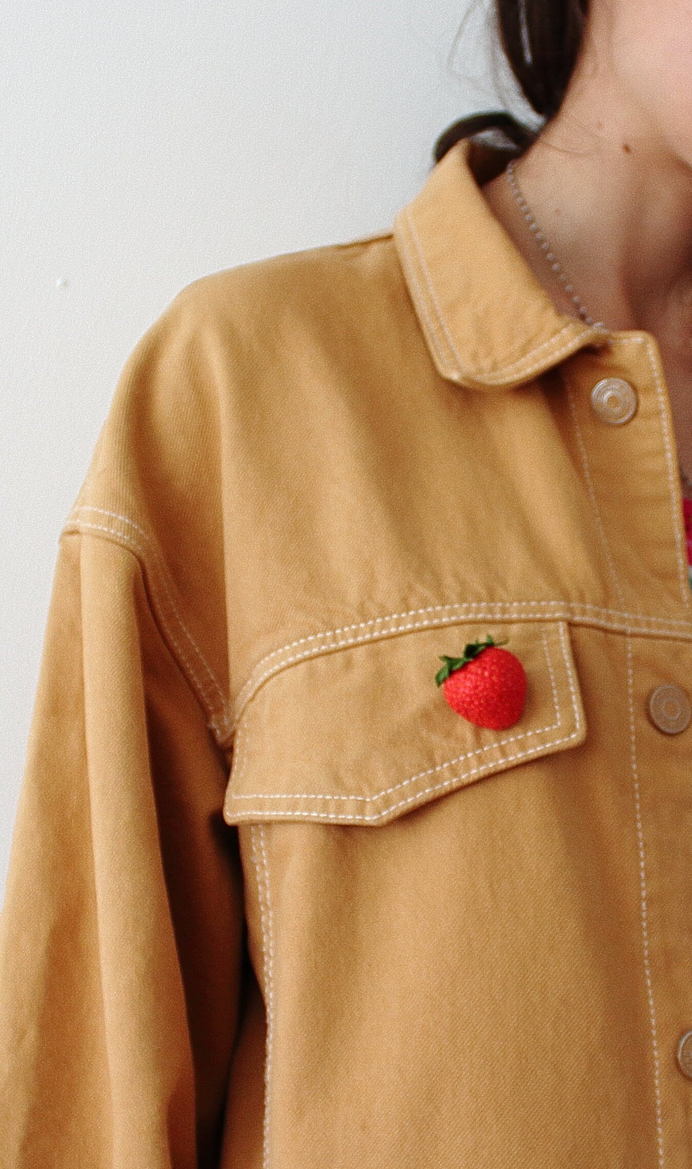 Flirty Strawberry Brooch Polymer Clay