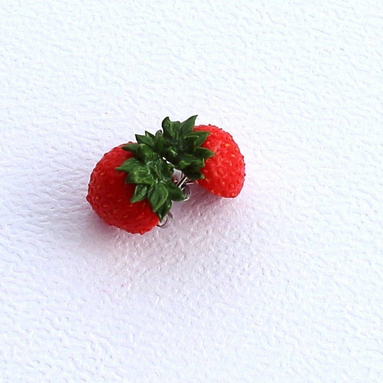 Flavor Explosion : Strawberry Earrings Polymer Clay.