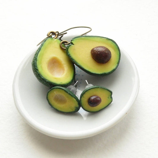 Tropical Tale: Avocado Earrings Polymer Clay.