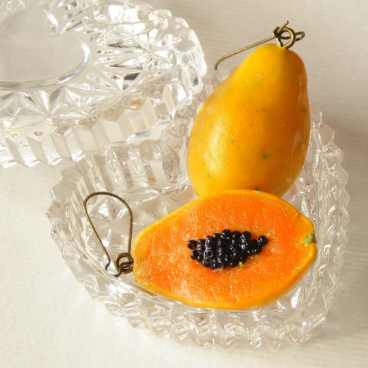 Tropical Temptation: Papaya Earrings Polymer Clay.