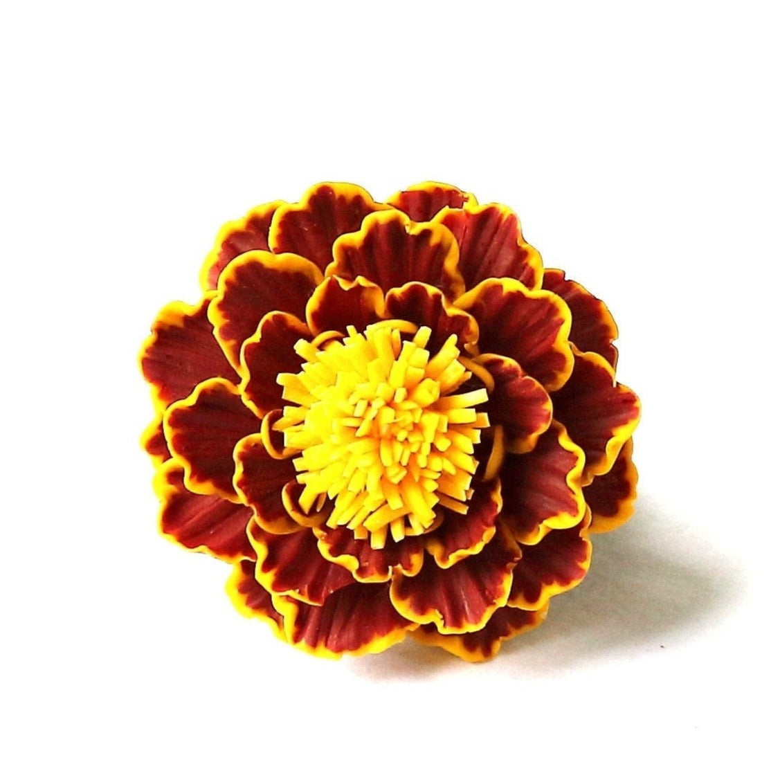 Autumnal Amulet: Marigold Brooch Polymer Clay