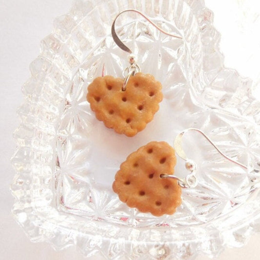 Love Tastes : Heart Cookie Earrings Polymer Clay.