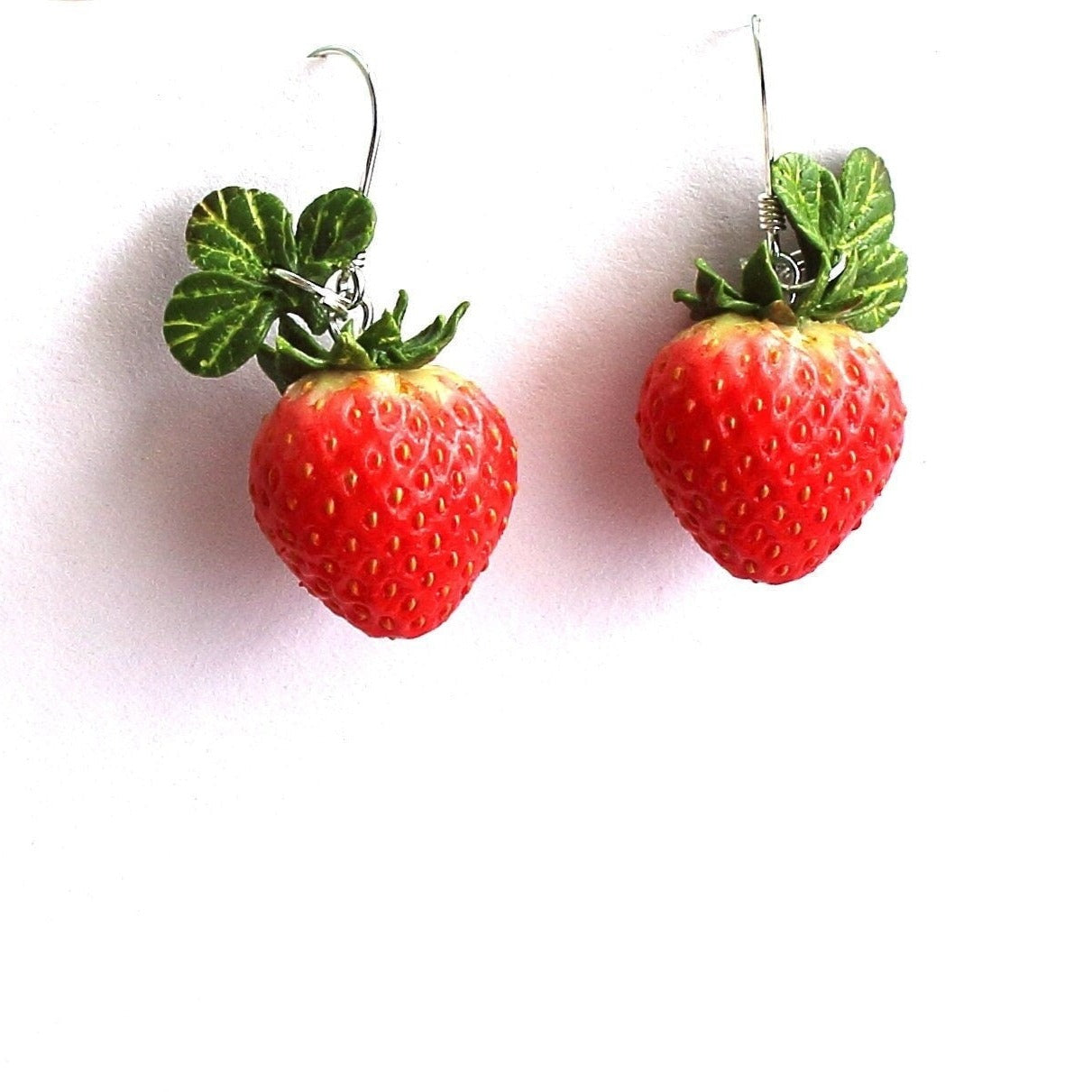 Berry Blush: Strawberry Earrings Polymer Clay.