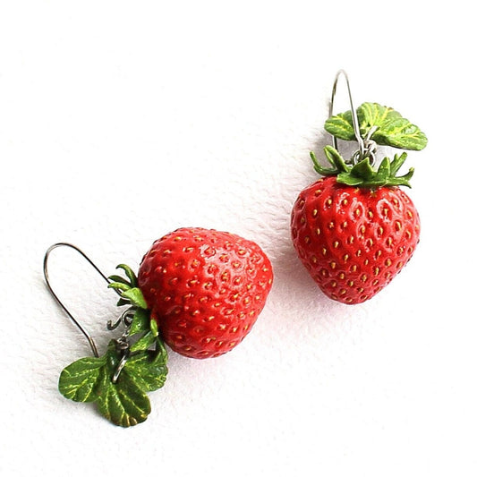 Playful & Colorful: Strawberry Earrings Polymer Clay.