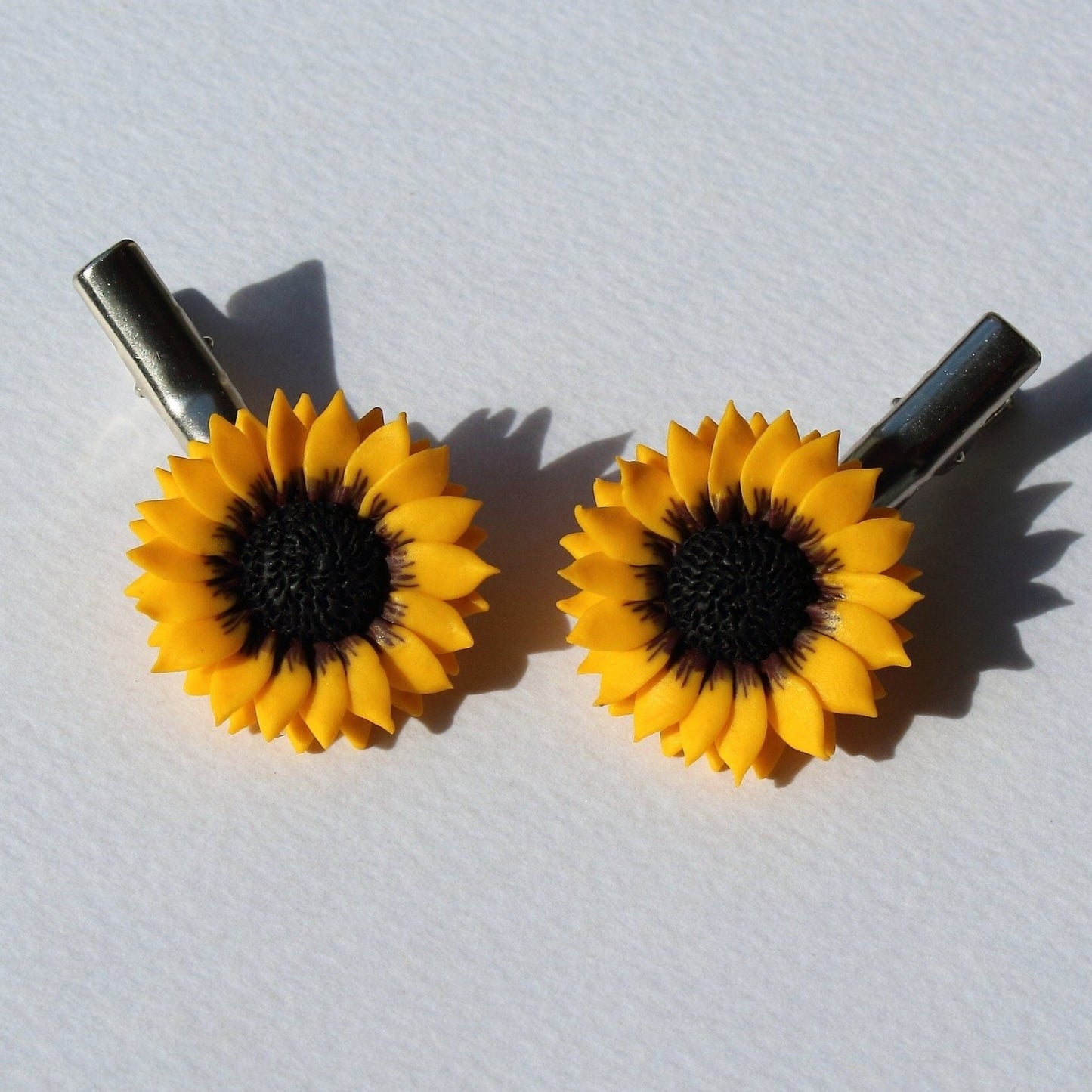 Sunshine in Your Hair: Sunflower Barrette Poymer Clay.