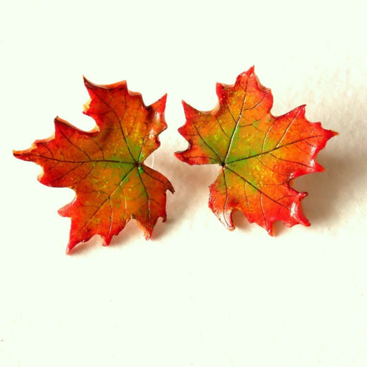 Fall Charms: Maple Leaf Earrings Polymer Clay.