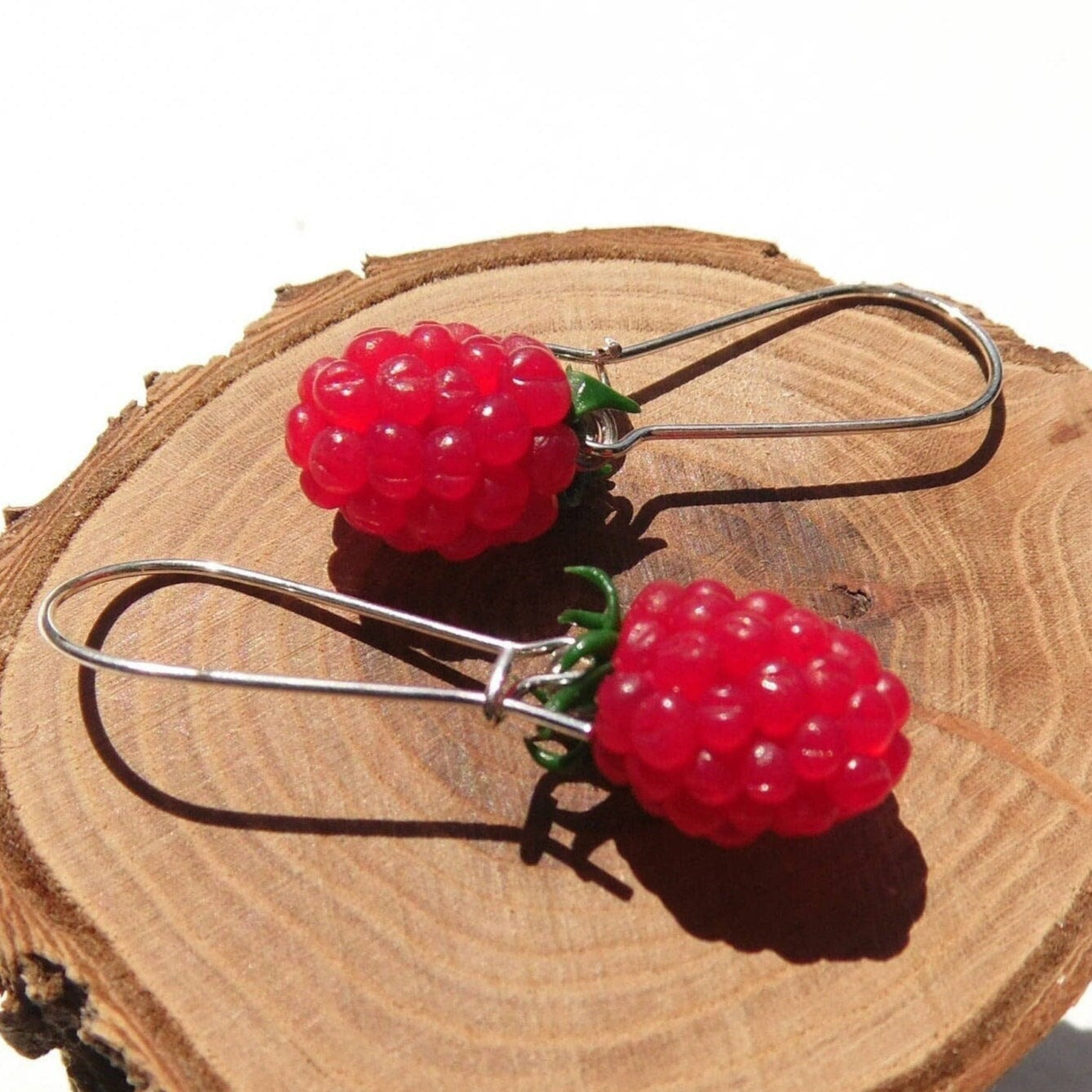 Berry Seduction: Raspberry Earrings Polymer Clay.