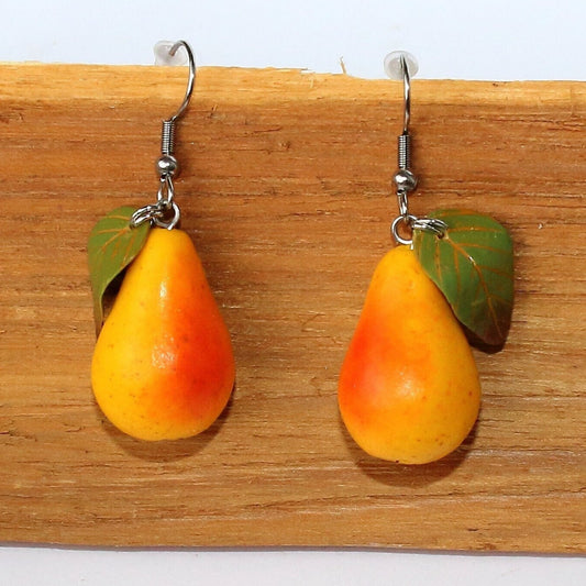 Autumnal Symphony: Pear Earrings Polymer Clay.