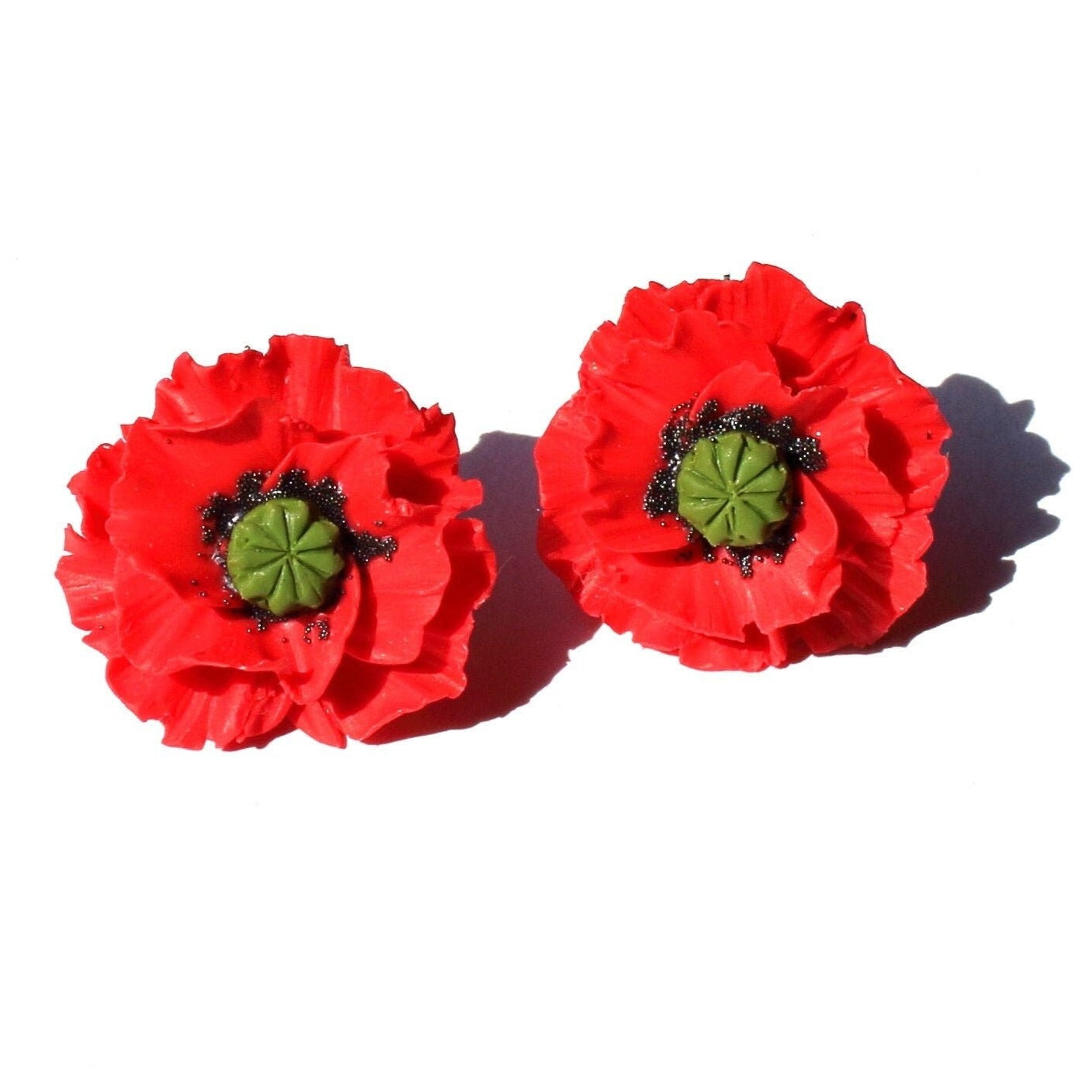 Blazing Passion: Poppy Earrings Polymer Сlay.